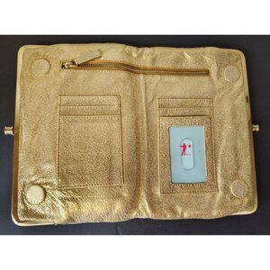 Hobo International Metallic Gold Clutch Purse Metal Strap, Homecoming Hoco Snap